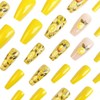 Summer Press on Nails Long Coffin Fake Nails Yellow Stick