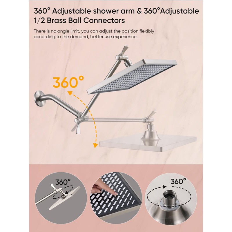 Cobbe Rainfall Shower Head for Bathroom, 11.8 Inch Large Rectangular