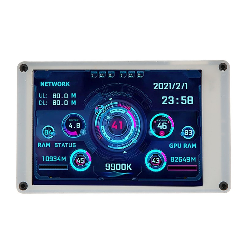 Computer Temp Monitor 3.5 Inch IPS Dimmable Theme Editor Auto