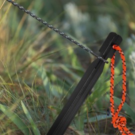 TIXIPEM 7IN Tent Stakes [12PCS] - Aluminum Ground Pegs with Reflective Pull Ropes Use for Camping & Hammocks & Hiking - [Black] Camping Stakes with A Carrying Bag