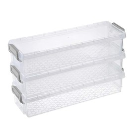 SUMTree 3 Pack Clear Storage Containers rectangular transparent Storage boxes Home Utility Boxes with Grey Clip 1.5L (Grey)