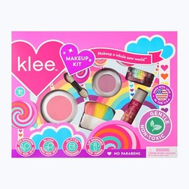 Kit de maquillaje Klee Naturals con sombra de ojos, rubor, gel brillante y brillo labial. Apto para niños y no tóxico. Fabricado en EE. UU. (Breezy Do
