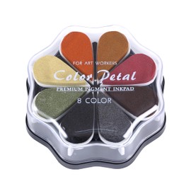 YPSelected 8 Assorted Multi Colours Waterdrop Shaped Craft Rubber Stamps Petal Ink Pads for Paper Wood Fabric (Set 1022)