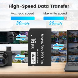 Original 16GB Memory Stick Pro Duo MARK2,High-Speed Memory Stick Duo Compatible with PSP1000 2000 3000 Accessories and Digital Camera Memory Cards