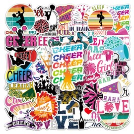 50 Pcs Cheerleader Vinyl Stickers,Cheerleading Graffiti Stickers,Vinyl Waterproof Sticker for Kids Teens Girls,for Phone Laptop Bottles Skateboard Computer Phone Luggage Guitar Gifts Sticker