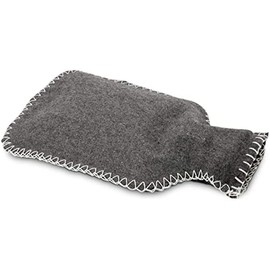 Römer Wellness Hot Water Bottle with Felt Cover, Anthracite, 0.75 Litres, Cuddly Cover, Removable and Washable, Rubber - No Plastic! Dimensions: Approx. 30.5 x 18 x 5 cm