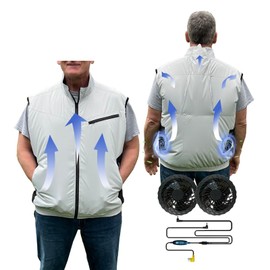 HNH Cooling Vest For Men and Women- Air Conditioning Fans, Heat Reducing Clothing, Unique Design Provides UV Protection (White camo,L)