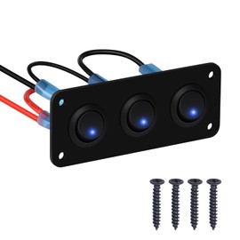 Unifizz 3 Gang Rocker Toggle Switch Panel, DC 12V 20A Blue LED Switch Panel for Ships, Yachts, RVs, Buses, Trailer, Camper, Boat