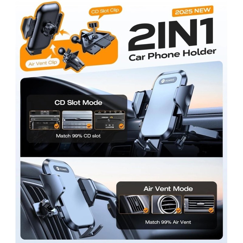 vicseed Military-Grade Sturdy Car Phone Holder Mount, Upgraded anti Shake
