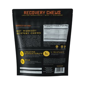 After Burn Creatine Monohydrate Chews - BCAAs & L-Glutamine - Gummies - Pre/Post Workout Recovery for Men & Women - Strength Energy Endurance - Muscle Growth - Immune Function