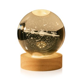 PENTBURG Crystal Ball Lamp, Luminous Solar System/Galaxy Crystal Table Light Home Décor, LED Night Light, USB Table Lamp for Living, Study and Bedroom, Creative Bright Décor Gift (Solar System).