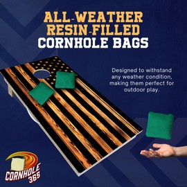 Cornhole365 All Weather Cornhole Bags - 6"x6" Premium Plastic Pellet Resin-Filled, Weather-Resistant, Solid Color Duck Cloth Cornhole Bean Bags - Professional Cornhole Bags Set of 4 (Tractor Green)