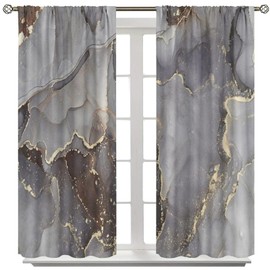Yearn Jear Cortinas de mármol, color gris dorado, con textura abstracta con patrón de geometría para ventana, tratamientos para recámara, sala de estar, gris de lujo, juegos de 2 paneles, 55 x 63