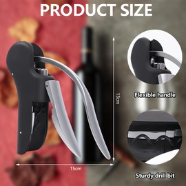 Juego de Sacacorchos para Vino, Sacacorchos para Vino, Sacacorchos Rápido para Vino, Sacacorchos de Palanca Vertical, Sacacorchos Compacto de Rosca Vertical para Vino