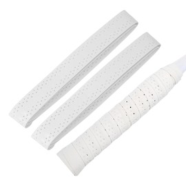 CAPASTEC Grip Tape Tennis Badminton 2-Piece Set Porous Textured Grip Tape Shock Absorption Breathable for Racket Wet Type White
