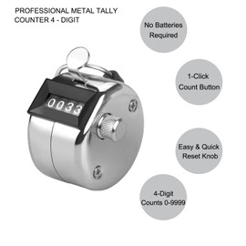 Metal Hand Tally Counter Clicker Counter, 2Pack Handheld Pitch Counter Mechanical 4-Digit Number Click Counter, One Hand Clicker Digital Counting for Coaching Knitting People Lap Fishing Golf&Row
