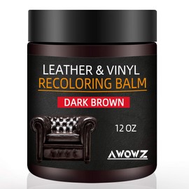 Leather Recoloring Balm - Scratch Repair & Color Restore Kit for Faded Leather, Leather Couch & Car Seats - 12OZ Leather Restorer Balm for Furniture, Auto Interior, Vinyl, Accessories (Dark Brown)