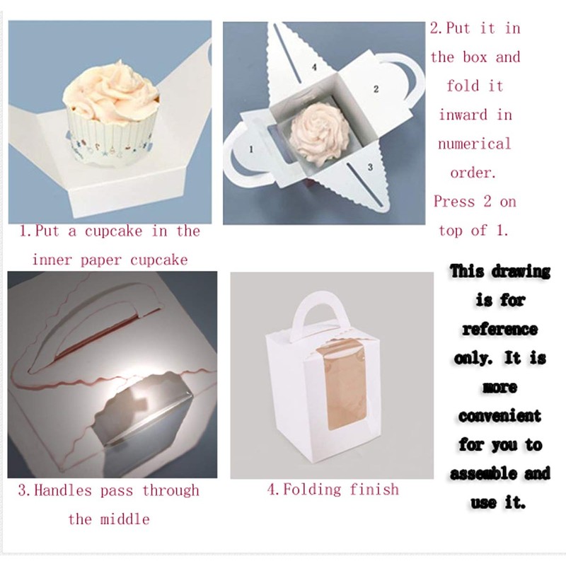 25 Pack Portable Cupcake Boxes Containers With PVC Window Candy