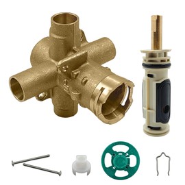 2520 Shower Valve, Brass Pressure Balancing Shower Valves Replacement for Moen 2520-1/2-Inch CC Connection, for moen Trim Kit, 4-Port Design with 1222 Cartridge Included