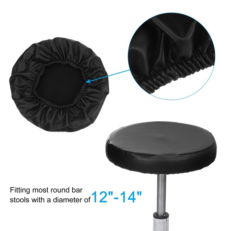 PATIKIL Round Bar Stool Cover, 3 Pack PU Leather Elastic