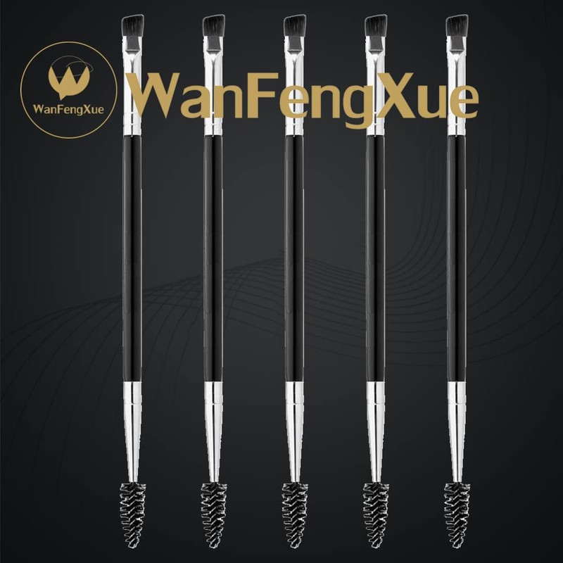 WanFengXue 5 Pieces Duo Eyebrow Brush 2 in 1Angled Eye