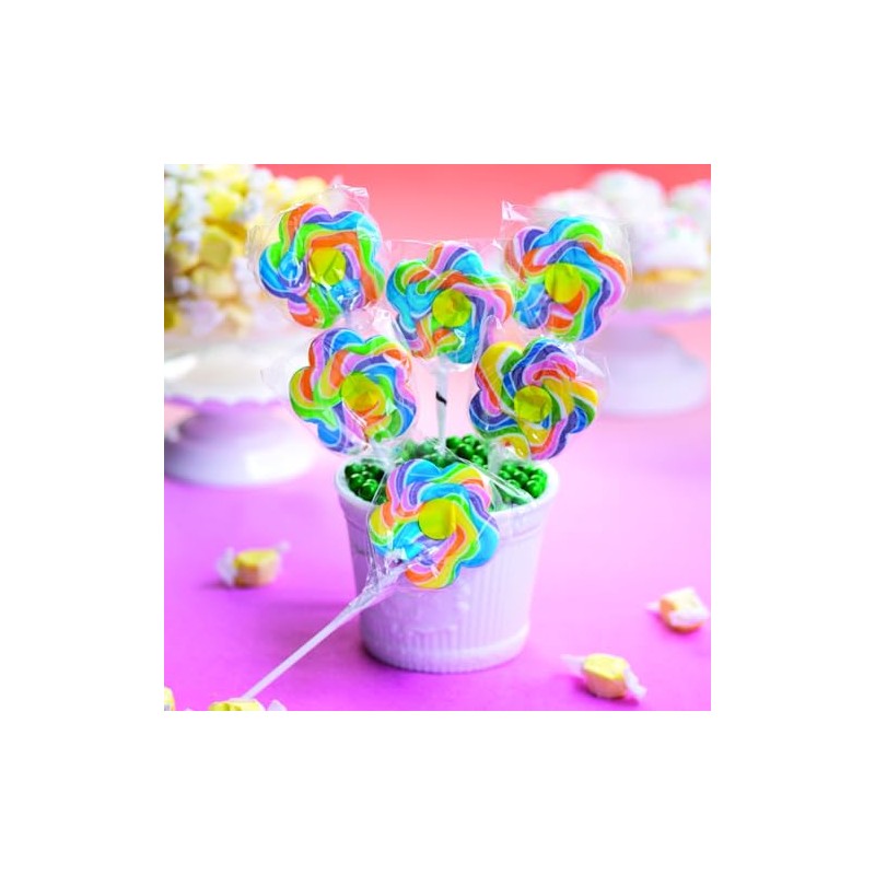 Oriental Trading 3" Large Flower-Shaped Strawberry-Flavored Swirl Lollipops - 12