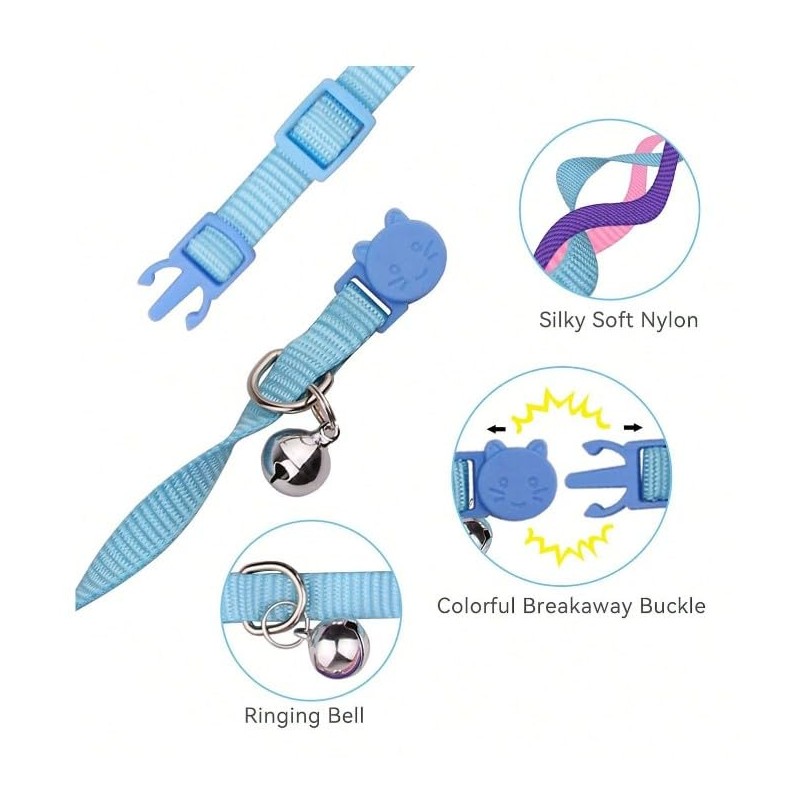 Vibrant Soft Nylon Kitten/Cat Collar with Bell and Safety Release