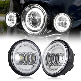 VOSICKY Motorcycle, General Purpose, For Refurbishment, 4.5 Inches, Fog Light, Auxiliary Light, Squid Ring, 4.5 Inches, DC, 12V/24V, 30W, High Brightness, IP67 High Waterproof, Low Wear, Set of 2