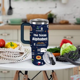 HYMONA Texas-Themed Gift Tumbler - 40oz Insulated Stainless Steel Cup with Floral & Scenic Designs, Perfect for Texans Christmas & Birthday Presents