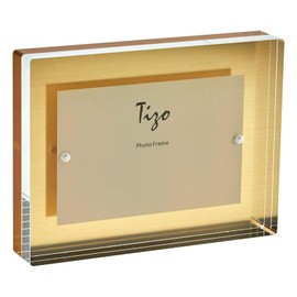 TIZO Design 5x7 Thick Lucite Block Picture Frame, Boutique Quality Photo Frame (Gold)