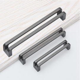 Guolich 2 Pcs Hole Centers 3.77 Inch(96mm) Kitchen Drawer Handle Door Cabinet Pulls Stainless Steel Handle Modern Brushed Brass Hardware for Wardrobe Bathroom Dresser (Pearl Grey)