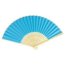 VON LILIENFELD Bella Paper Fan Bamboo Sticks, turquoise, Contemporary