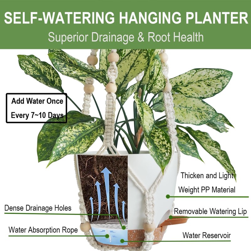 Bouqlife Hanging Planters with Macrame Plant Hangers for Indoor Outdoor