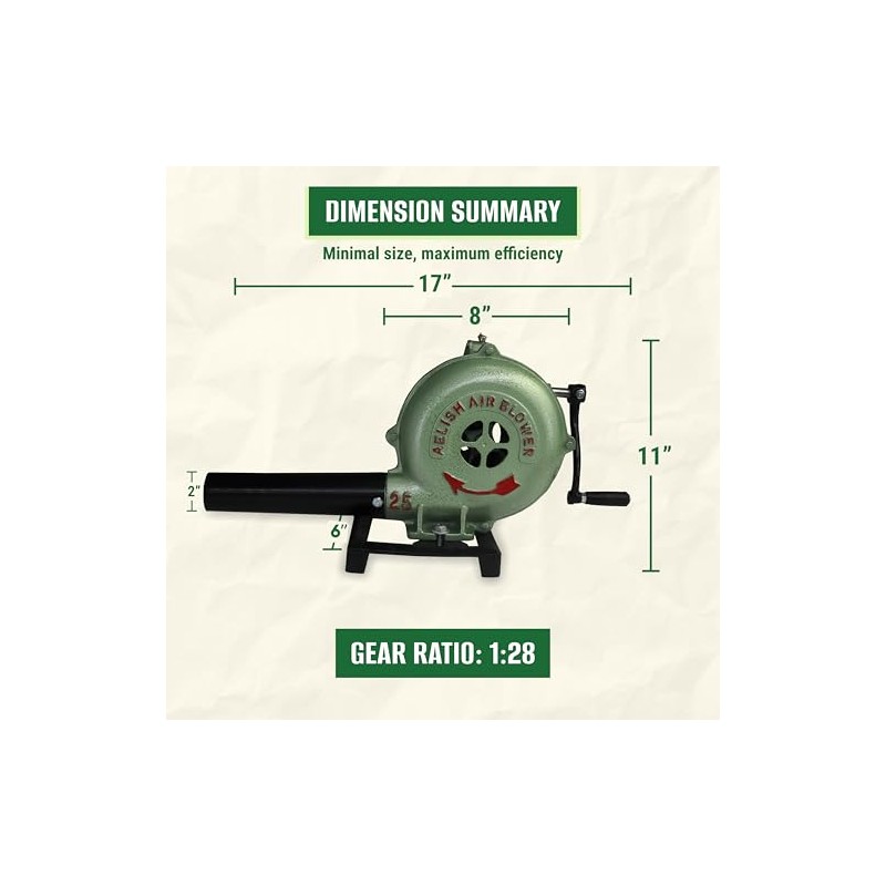 SIMOND STORE Hand Crank Blacksmithing Forge Blower, 8 Inch Casing,