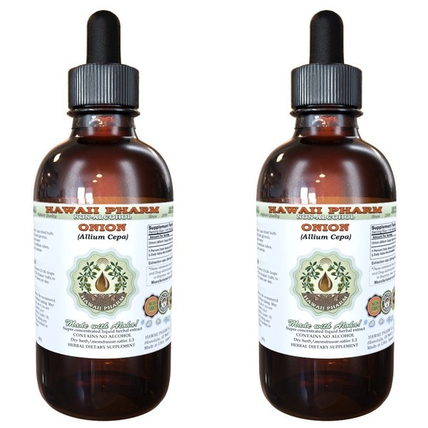HawaiiPharm Onion Alcohol-Free Liquid Extract, Onion (Allium Cepa) Dried Bulb Glycerite Herbal Supplement 2x2 oz