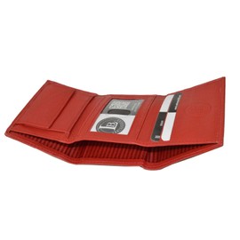 LB LEATHERBOSS Boys Slim Compact Id and Coin Pocket Trifold Wallet (Red)