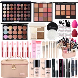 Peenice Kit De Maquillaje Todo En Uno Completo, Set De Regalo De Maquillaje Para Mujer, Adolescente Y Niña, Incluye Paleta De Sombras, Base, Labiales 