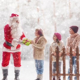 KOMUSMO Santa Suits for Men, 9PCS Santa Claus Costume, Christmas Santa Suit, Classic Xmas Adult Santa Costume Cosplay