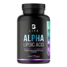 Ácido Alfa Lipoico de 180 Cápsulas 1000 mg por porción. Adicionado con Curcuma. Ingredientes naturales. Alpha Lipoic Acid. B Life