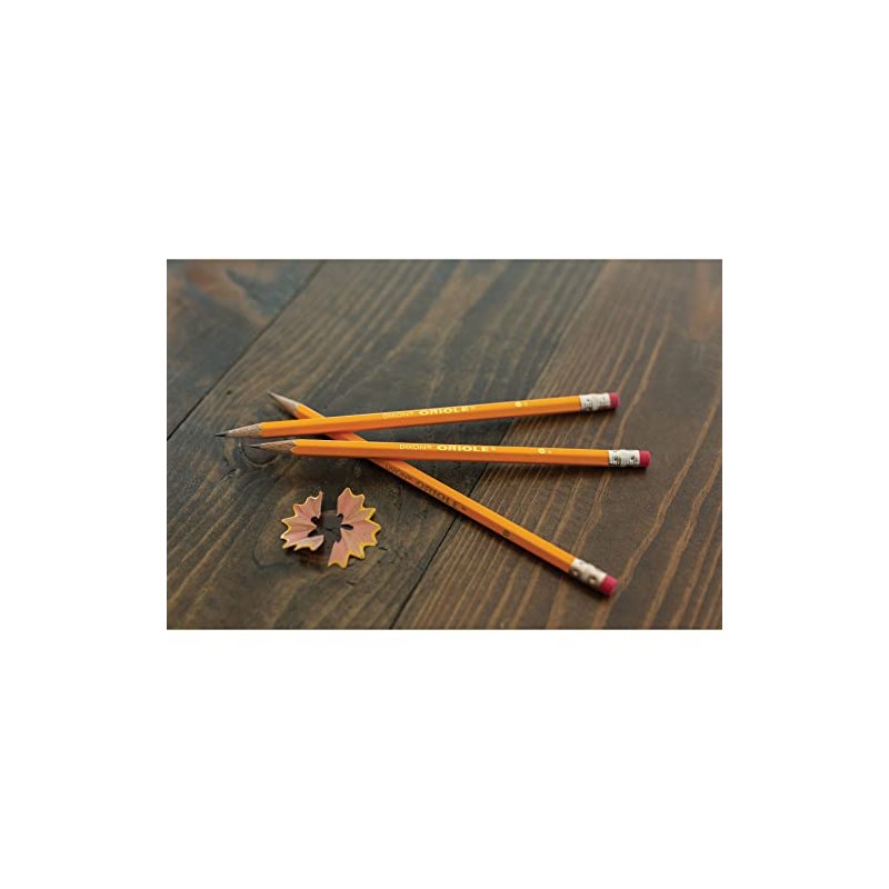 Dixon Oriole Woodcase Pencil, #2.5/F Medium Fine, Yellow Barrel, 12-Pack