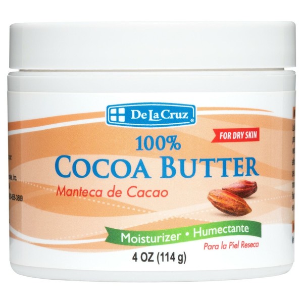 De La Cruz Pure Cocoa Butter, Hexane-Free, Packed in USA  4 OZ