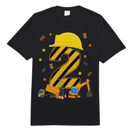 Two 2 Year Old 2nd Birthday Construction Vehicles 2yr Comfort Colors Adult Heavyweight T-Shirt