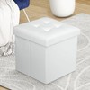 MoNiBloom Small Ottoman with Storage, 15 Inch Faux Leather Flip