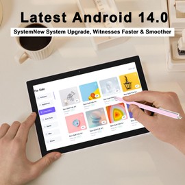 Android 14 Tablet, 10 Inch 8GB RAM+64GB ROM+1TB Expand, 1.8Ghz Quad-core Processor, 2 in 1 Tablets with Keyboard/Mouse/Case/Stylus, 8MP Camera, 6000mAh Battery, 1280 * 800 HD Screen, 5G WiFi 6 Tablet