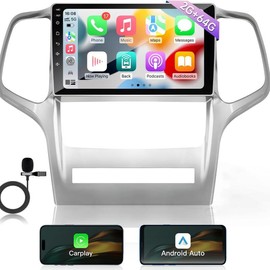 Android Radio for【Jeep Grand Cherokee 2010 2011 2012 2013 】with 9 Inch Touchscreen Wireless CarPlay Android Auto FM/RDS BT SWC USB Backup Camera - Color: 2+64Car radio +Microphone