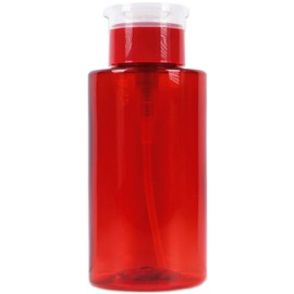 10oz PANA Red Push-Down Dispenser Bottle - 1 Bottle - Empty Refillable Pump Bottle for Nail Polish Remover Liquid