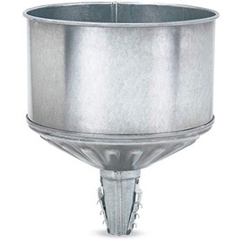 LUMAX LX-1708T Silver 8 Quart Galvanized Tractor Funnel with Locking Tabs and Removable Stainless Steel Screen. Heavy-Duty Construction for Rugged use. Has a Fluted Bottom to Prevent Swirling.
