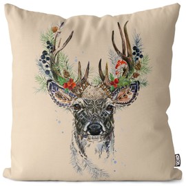 VOID Deer Forest Cushion Cover Sofa Cushion Decorative Christmas Winter Christmas Decoration Cushion Size: 50 x 50 cm