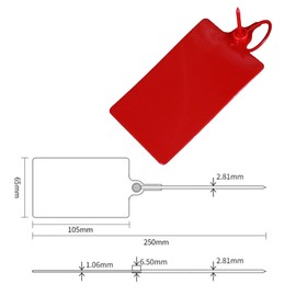 Yuelulala 100 Plastic Label Tags, Safety Tab Writable Marker Tie Lables Hanging Tags Storage Tags with One Marker Pen (Red)(A4-1)