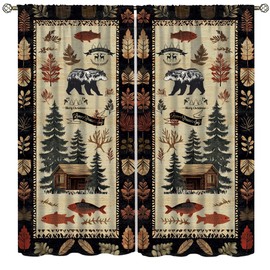 Llylumty - Cortinas rústicas, cabaña, campo de campo, animales salvajes, ciervos, venados, clásico, árbol del bosque, bosque, alces, cortinas opacas para tratamiento de ventana para sala de estar,